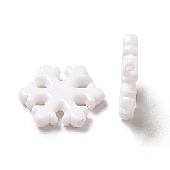 White Opaque Acrylic Beads, Christmas Snowflake, White, 12x11x2mm, Hole: 1.2mm, about 2500pcs/500g