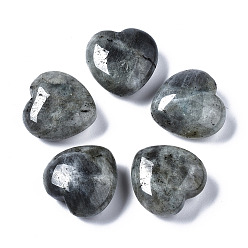 Labradorita Piedras curativas de labradorita natural, corazón amor piedras, piedras de palma de bolsillo para el equilibrio de reiki, 29~30x30~31x12~15 mm