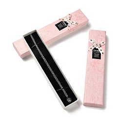 Pink Boîtes de collier en carton, avec une éponge à l'intérieur, rectangle avec bowknot, rose, 21.8x4.5x3.1 cm