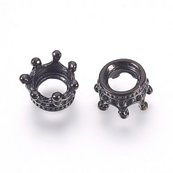 Bronze 316 perles européennes chirurgicales en acier inoxydable, Perles avec un grand trou   , couronne, gris anthracite, 10x5.5mm, Trou: 5mm