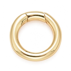 Real 18K Gold Plated Rack Plating Brass Spring Gate Rings, Cadmium Free & Nickel Free & Lead Free, Long-Lasting Plated, Round Ring, Real 18K Gold Plated, 14.5x2.5mm