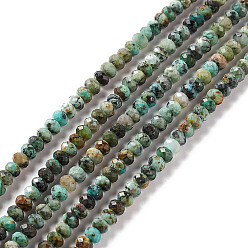 African Turquoise(Jasper) Natural African Turquoise(Jasper) Beads Strands, Faceted, Rondelle, 4x3mm, Hole: 0.8mm, about 126pcs/strand, 15.47 inch(39.3cm)