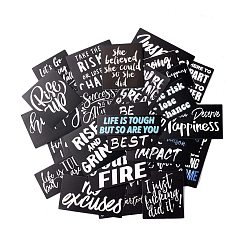 Word 61Pcs Inspirational Waterproof Self Adhesive Paper Stickers, for Suitcase, Skateboard, Refrigerator, Helmet, Mobile Phone Shell, Black, Word, 21~67x39~66x0.2mm