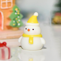 Jaune Figurine de bonhomme de neige en résine sur le thème de Noël, accessoires d'ornement de micro paysages, jaune, 36x29mm