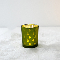 Gris Oliva Candelabro de vidrio, centro de mesa de velas navideñas, decoración perfecta para fiestas en casa, verde oliva, 5.5x6.5 cm