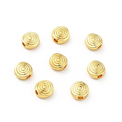 Real 18K Gold Plated Rack Plating Alloy Beads, Long-Lasting Plated, Cadmium Free & Lead Free, Flat Round, Real 18K Gold Plated, 6x2.5mm, Hole: 1.6mm