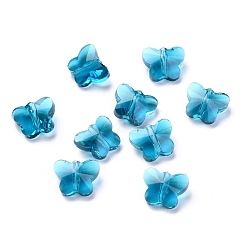 Морской Синий Прозрачные стеклянные бусины, граненые, бабочка, Marine Blue, 8x10x5.5 мм, отверстие : 1 мм