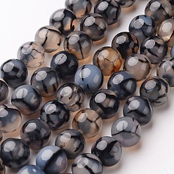 Dragon Veins Agate Natural Dragon Veins Agate Beads Strands, Round, Dyed & Heated, 10mm, Hole: 1mm, about 38pcs/strand, 15 inch