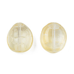 Champagne Yellow Transparent Spray Painted Glass Beads, Tortoise, Champagne Yellow, 12x11x7mm, Hole: 1mm
