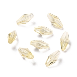 Lemon Chiffon Transparent Glass Beads, Faceted, Bicone, Lemon Chiffon, 16x8mm, Hole: 1mm