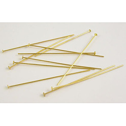 Golden Brass Flat Head Pins, Cadmium Free & Lead Free, Golden, 50x0.75~0.8mm, about 5000pcs/1000g