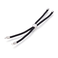 Noir Chaîne de fabrication de bracelets en laiton, fabrication de bracelets coulissants, avec du fil de nylon, Platine plaqué, plaqué longue durée, sans nickel et sans plomb et sans cadmium, noir, 115 mm, 4 mm, Trou: 2mm