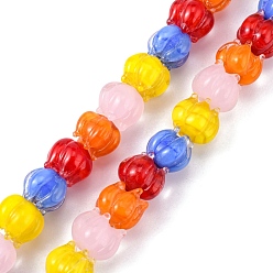 Colorful Handmade Lampwork Beads, Flower, Colorful, 11x12mm, Hole: 2mm, about 30pcs/strand, 12.40 inch(31.5cm)