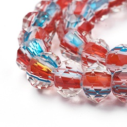 Red Handmade Lampwork Beads Strands, Faceted, Rondelle, Red, 10.5~11.5x7.5~8mm, Hole: 2~2.5mm, about 51pcs/strand, 15.7 inch(40cm)