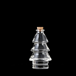 Árbol de Navidad Botellas de deseos de vidrio transparente de navidad, contenedores de Cuentas, con tapón de corcho y etiquetas de precio, árbol de Navidad, 6.5x9.9 cm, diámetro interior: 1.6 cm