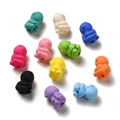 Mixed Color Rubberized Style Acrylic Beads, Spaceman, Mixed Color, 20x13.7x13.7mm, Hole: 3.6mm