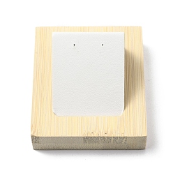 Humo Blanco Soportes de exhibición de aretes de madera rectangulares, con hierro inclinado cubierto con soporte de cuero pu para arete de un solo par que muestra, whitesmoke, 5.9x7.1x3.5 cm, agujero: 1 mm