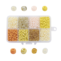 Couleur Mélangete 1 boîte 6/0 perles de rocaille en verre, perles rondes espacées, couleur mixte, 4mm, trou: 1 mm, environ 1900 / boîte