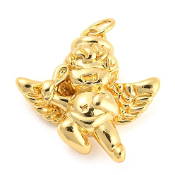 Oro Colgantes de latón, con anillo de salto, encanto de cupido, dorado, 20x20x6.5 mm, agujero: 3 mm