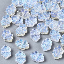 Clear AB Transparent Glass Beads, AB Color Plated, Auspicious Cloud, Clear AB, 9x13.5x4mm, Hole: 1mm