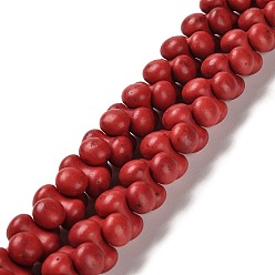 Brique Rouge Chapelets de perles synthétiques howlite, teint, haltère, firebrick, 13.5x8mm, Trou: 1.2mm, environ427 pcs / 500 g