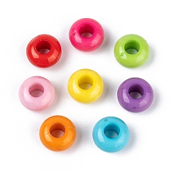 Mixed Color Opaque Acrylic Beads, Large Hole, Rondelle, Mixed Color, 14x8mm, Hole: 6mm, about 560pcs/500g