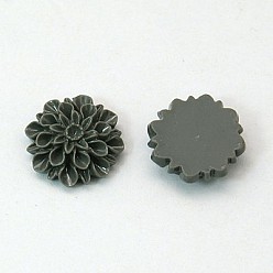 Gray Resin Flower Cabochons, Gray, Size: about 16mm in diameter, 6mm thick.