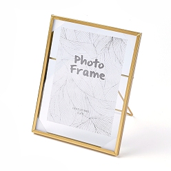 Golden Glass Picture Frame with Iron Easel, Photo Display for Desk, Rectangle, Golden, 225x174x14mm