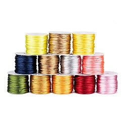 Color mezclado Cuerda de nylon, cordón de cola de rata de satén, para hacer bisutería, anudado chino, color mezclado, 1.5 mm, aproximadamente 16.4 yardas (15 m) / rollo