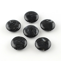 Negro Granos de acrílico imitación de piedras preciosas redondas planas, negro, 22x8.5 mm, Agujero: 2 mm, sobre 190 unidades / 500 g