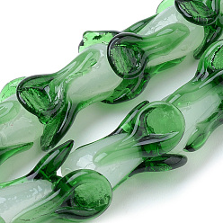 Green Handmade Lampwork Beads, Vegetable, Green, 18~20x13~15x13~15mm