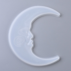 Blanc Moules en silicone miroir en forme de lune, pour les moules de moulage de résine de miroir mural, fabrication artisanale de résine uv et de résine époxy, blanc, 197x167x14mm, diamètre intérieur: 185x155 mm