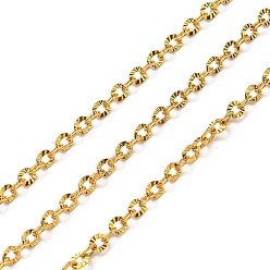 Real 18K Gold Plated 304 Stainless Steel Cable Chains, Soldered, with Spool, Real 18K Gold Plated, 3x2x0.5mm, 10m/roll