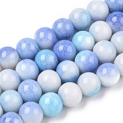 Cornflower Blue Opaque Crackle Glass Round Beads Strands, Imitation Stones, Round, Cornflower Blue, 10mm, Hole: 1.5mm, about 80pcs/strand, 30.31~31.10 inch(77~79cm)