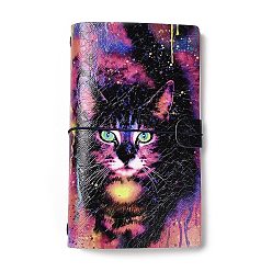 Cat Shape Cuadernos de imitación de cuero pu, diarios de viaje, con folleto de papel y bolsillo de PVC, forma de gato, 199x120.5x15 mm