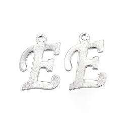 Stainless Steel Color 304 Stainless Steel Letter Charms, Letter.E, Stainless Steel Color, 13.5x10x0.8mm, Hole: 1mm