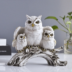 White Resin Owl Figurines, for Home Office Desktop Decoration, White, 195x80x165mm
