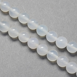 Natural Agate Round Natural White Agate Beads Strands, 4mm, Hole: 0.8mm, about 94pcs/strand, 14.8 inch