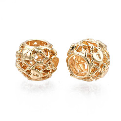Light Gold Crémaillère en alliage de placage perles européennes, Perles avec un grand trou   , sans cadmium et sans nickel et sans plomb, rondelle, or et de lumière, 12x9.5mm, Trou: 5.5mm