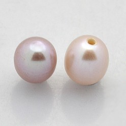 Thistle Natural Cultured Freshwater Pearl Beads, Half Drilled, Rice, Thistle, 5~6x4.5~5mm, Half Hole: 1mm