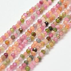 Tourmaline Natural Tourmaline Bead Strands, Faceted, Round, 2mm, Hole: 1mm, about 190pcs/strand, 15 inch