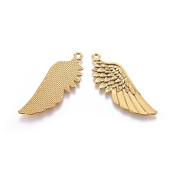 Antique Golden Tibetan Style Alloy Wing Large Pendants, Lead Free, Nickel Free and Cadmium Free, Antique Golden, 56x21x1.5mm, Hole: 3mm