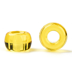 Gold Transparent Plastic Beads, Barrel, Gold, 9x6mm, Hole: 3.8mm, about 1950pcs/500g