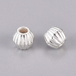 Argent Alliage de perles d'entretoise de style tibétain, sans plomb et sans cadmium et sans nickel, couleur argentée, Toupie, 4x4.5mm, Trou: 1mm