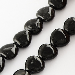 Negro Hebras de cuentas de ónix negro natural teñido, corazón, negro, 10x10x5 mm, agujero: 1 mm, sobre 40 unidades / cadena, 15.3 pulgada