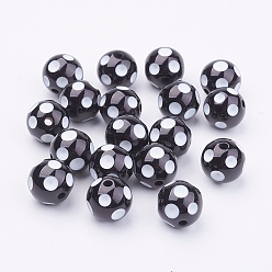 Black Opaque Acrylic Beads, Round, Black, 18x17mm, Hole: 2.5mm