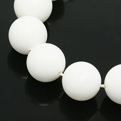 Blanc Coquille ronde perles perles givrées brins, blanc, 6mm, Trou: 1mm, environ 67 / pcs brins, 15.7 pouce