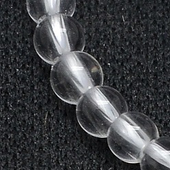 Clear Grade A Natural Quartz Crystal Beads Strands, Rock Crystal Beads, Round, Clear, 4mm, Hole: 1mm, about 95pcs/strand, 16 inch