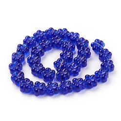 Medium Blue Handmade Lampwork Beads Strands, Plum Blossom, Medium Blue, 13.5x8.5~9mm, Hole: 1.2mm, about 32pcs/strand, 16.53 inch(42cm)
