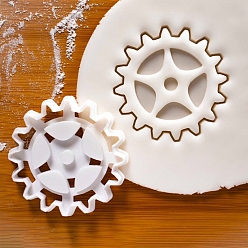 White PP Plastic Cookie Cutters, Steampunk Gear, White, 75mm